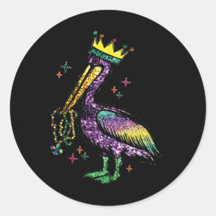 Mardi Gras Pelican Louisiana For Mens Womens Classic Round Sticker