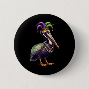Mardi Gras Pelican Louisiana Parade Animal Lover M 6 Cm Round Badge