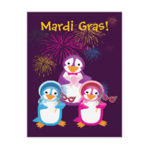 Mardi Gras Penguins Postcard