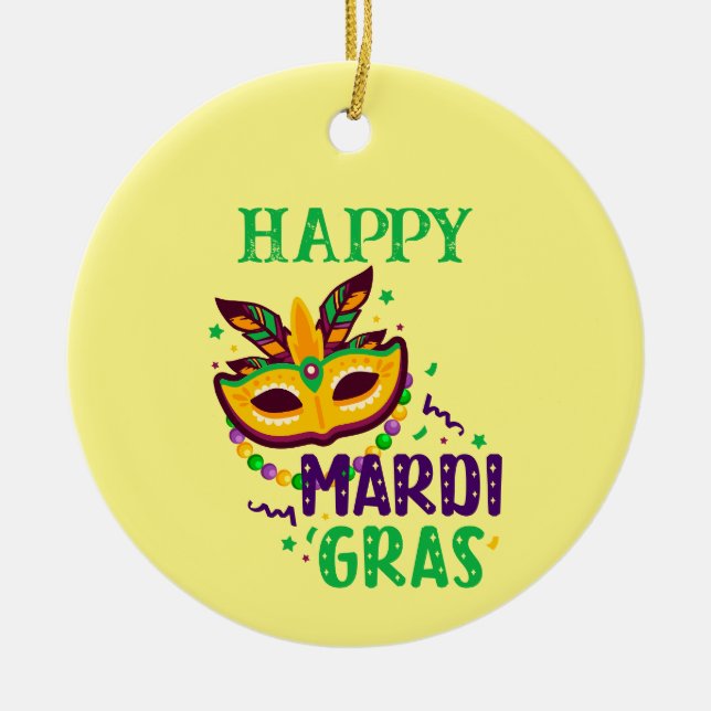 Mardi Gras Personalised Photo Ornament (Front)