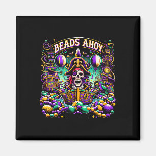 Mardi Gras Pirate Beads Ahoy Ship Magnet