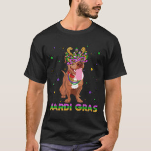 Mardi Gras Pitbull Mask And Beads T-Shirt