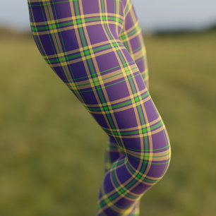 Mardi Gras Plaid Purple Green Gold Tartan Leggings