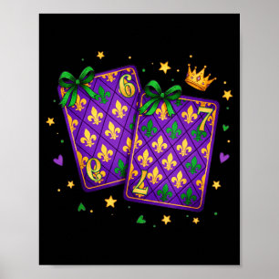 Mardi Gras Playing Card Six Seven 67 Meme Carnival Poster
