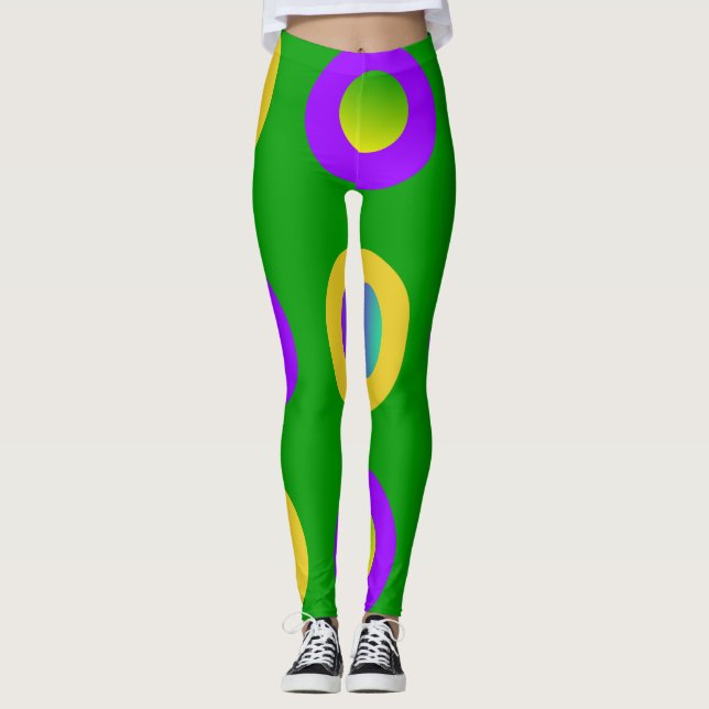 Mardi Gras Polka Dots Leggings (Front)
