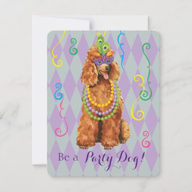 Mardi Gras Poodle Invitation (Front)