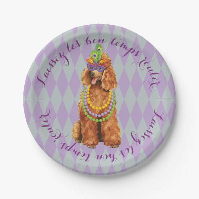 Mardi Gras Poodle Paper Plate (Front)