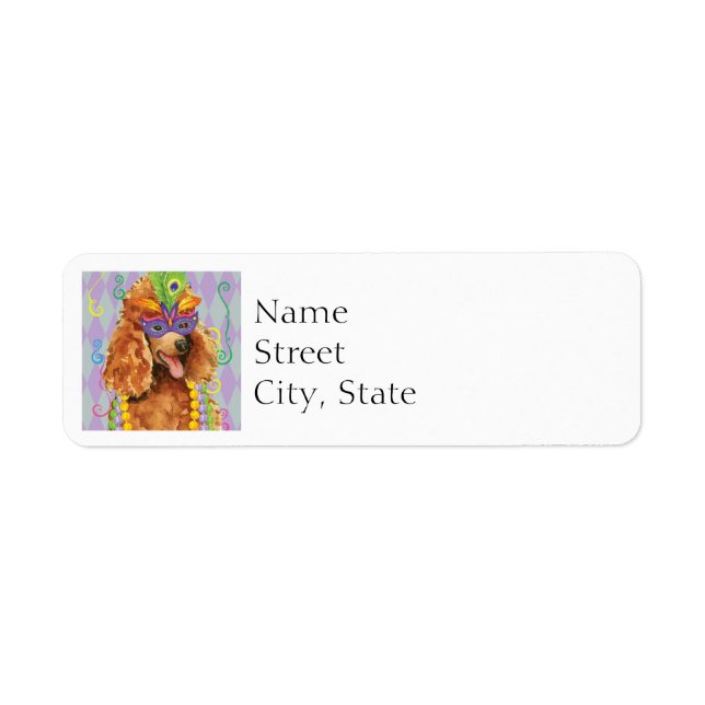 Mardi Gras Poodle Return Address Label (Front)