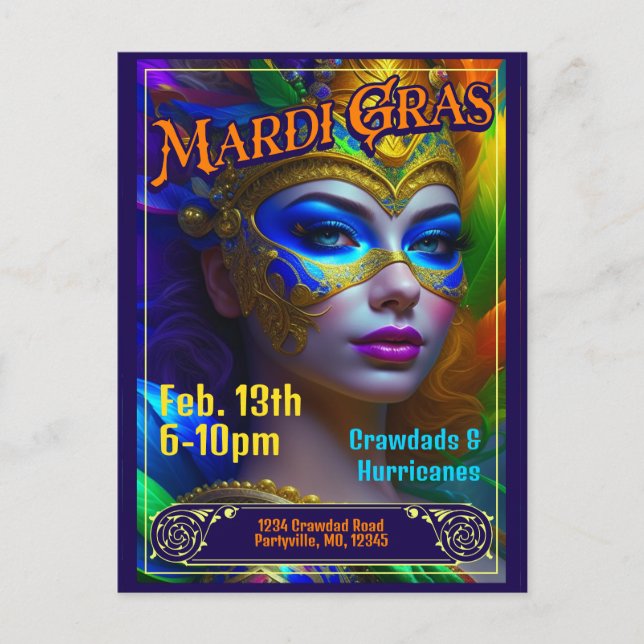 Mardi Gras Poster Invitations (Front)