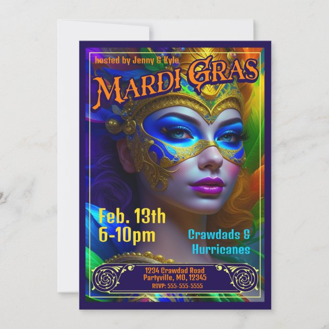 Mardi Gras Poster Invitations (Front)
