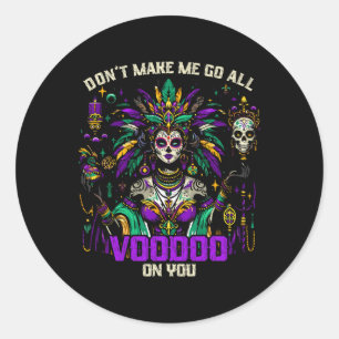 Mardi Gras Priestess Women New Orleans Witch Docto Classic Round Sticker