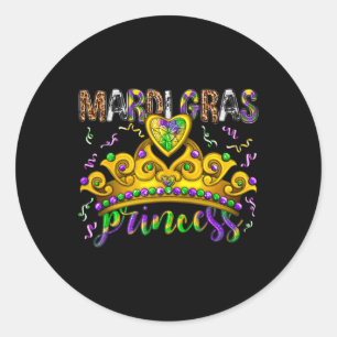 Mardi Gras Princess Beads Crown For Women Kids Gir Classic Round Sticker