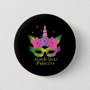 Mardi Gras Princess T Shirt With Flower Unicorn Ma 6 Cm Round Badge