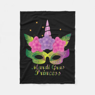 Mardi Gras Princess T Shirt With Flower Unicorn Ma Fleece Blanket