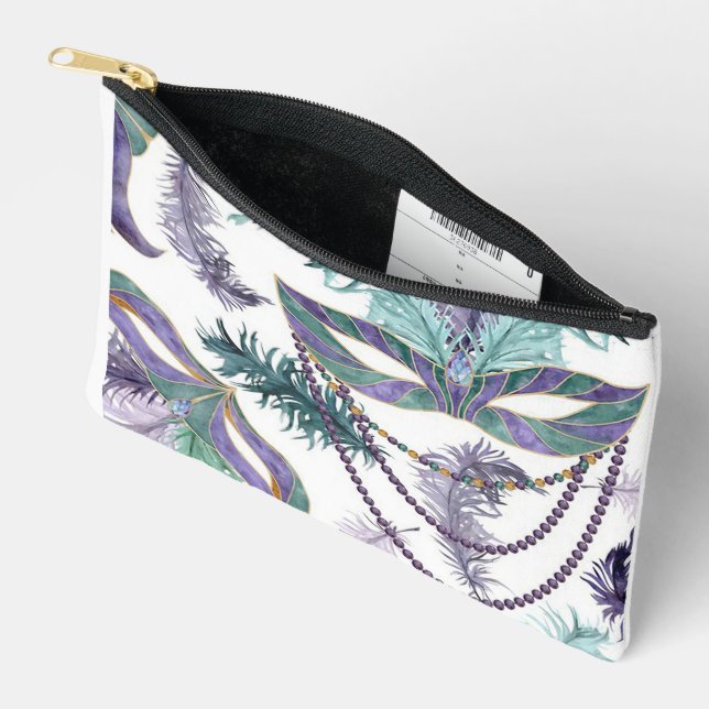 Mardi-Gras Print Cosmetic Bag (Open)