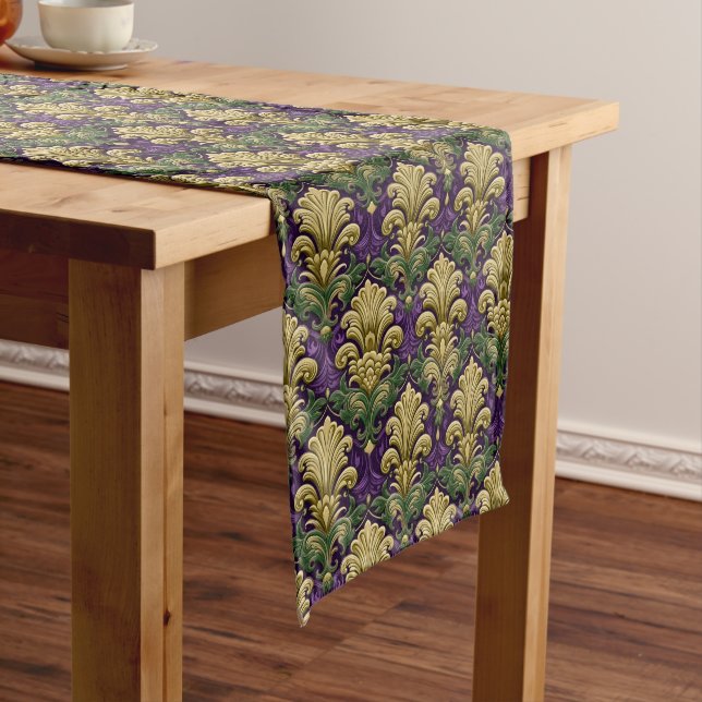 Mardi Gras Print Long Table Runner (In Situ)