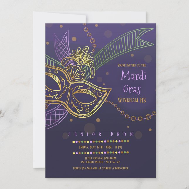 Mardi Gras Prom Invitation (Front)