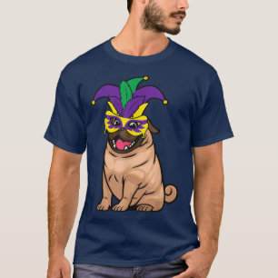 Mardi Gras Pug Cute Dog Carnival Parade Masquerade T-Shirt