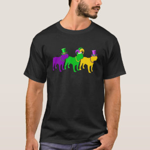 Mardi Gras Pug Dog Bead Jester Funny Festival T-Shirt
