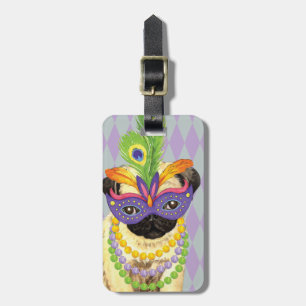 Mardi Gras Pug Luggage Tag