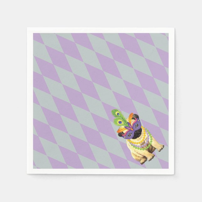 Mardi Gras Pug Napkin (Front)