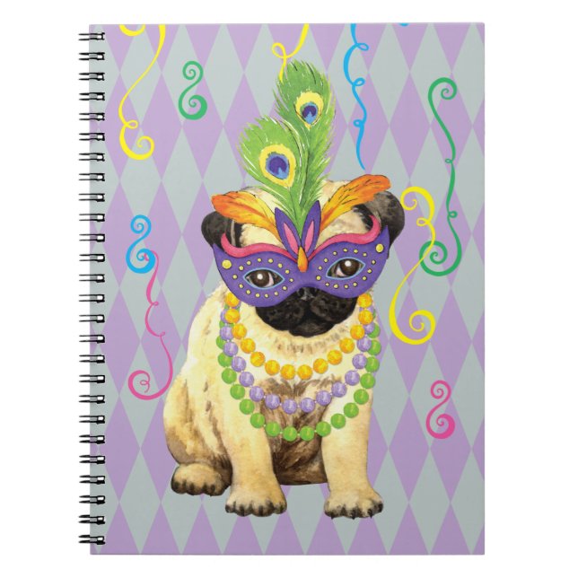 Mardi Gras Pug Notebook (Front)
