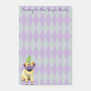 Mardi Gras Pug Post-it Notes