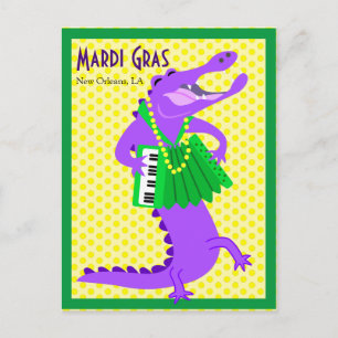 Mardi Gras Purple Alligator Postcard