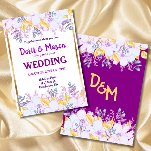 Mardi Gras Purple and Gold   Soft Purple Floral Invitation