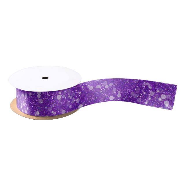 Mardi Gras Purple Colour Glitter Stripe Bling Satin Ribbon (Spool)