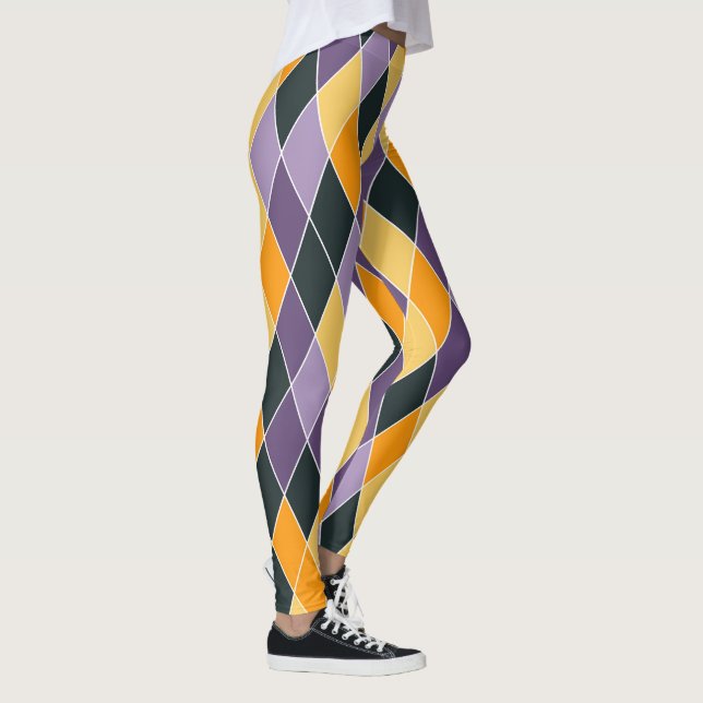 Mardi Gras Purple Gold High Quality Women's Leggings (Right)