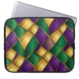 MARDI GRAS PURPLE GREEN GOLD PATTERNS LAPTOP SLEEVE