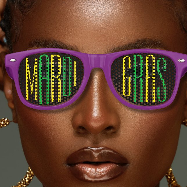 Mardi Gras Purple Green & Gold Retro Sunglasses (Creator Uploaded)