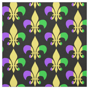 Mardi Gras Purple Green Yellow Fleur-de-Lis Fabric