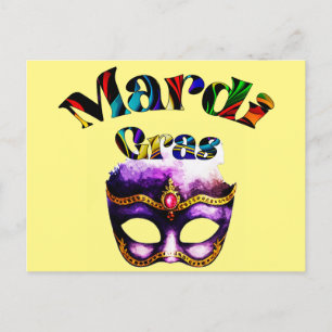 Mardi Gras - Purple Mask Fat Tuesday New Orleans Postcard