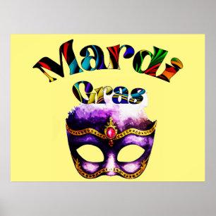 Mardi Gras - Purple Mask Fat Tuesday New Orleans Poster