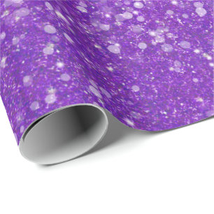 Mardi Gras Purple Solid Colour Faux Glitter Bling Wrapping Paper