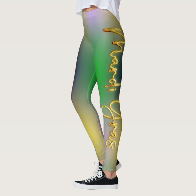  Mardi Gras purple yellow green Leggings (Left)