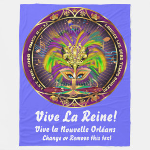 Mardi Gras Queen 1Blanket 30"x40" 50"x60" 60"x80" Fleece Blanket