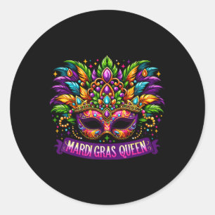 Mardi Gras Queen Costume Outfit Girls Womens Mardi Classic Round Sticker