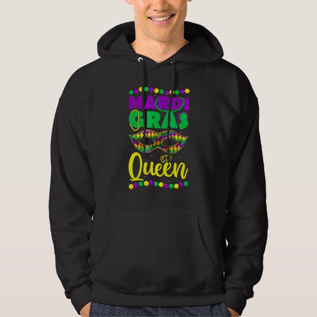 Mardi Gras Queen Crown Mask Shirt, Kids Girls Adul Hoodie (Front)