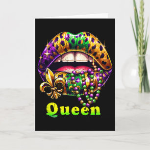 Mardi Gras Queen Lips Outfit Women Cheetah Leopard Card