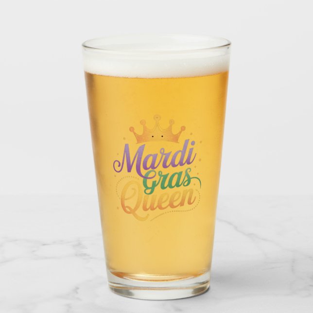 Mardi Gras Queen Parade Costume Party  Glass (Front Filled)