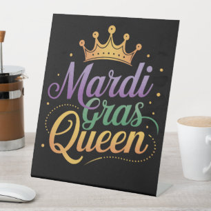 Mardi Gras Queen Parade Costume Party  Pedestal Sign