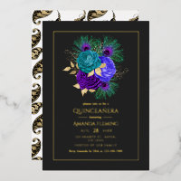 Mardi Gras Quinceañera Foil Invitation
