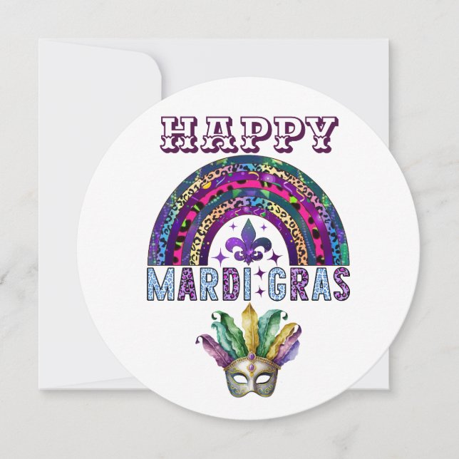 Mardi Gras Rainbow and Mask Card (Front)