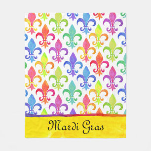 Mardi Gras Rainbow Fleur de lis Pattern Fleece Blanket