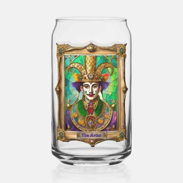 Mardi Gras Realm Portraits - The Artist Dali Can Glass (Front)