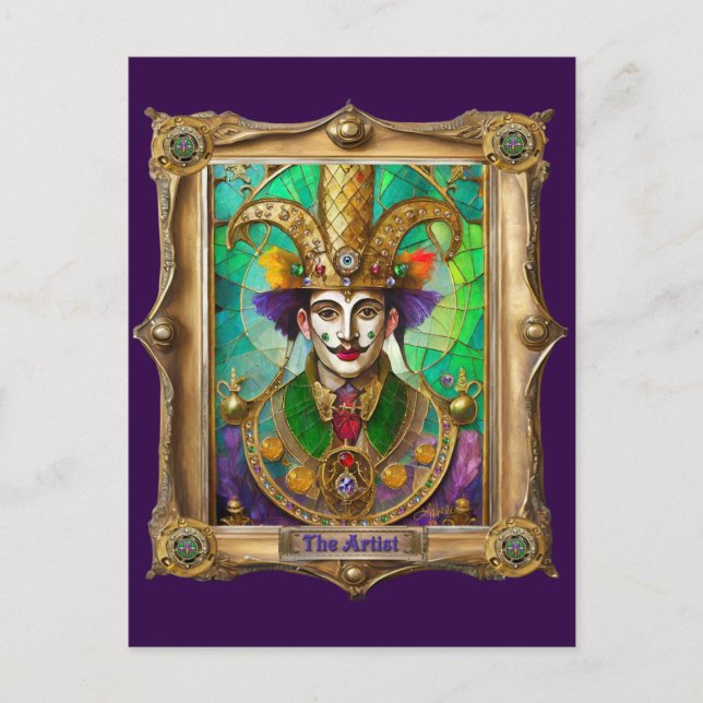 Mardi Gras Realm Portraits - The Artist Dali Postcard (Front)