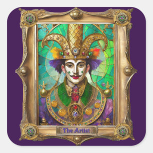 Mardi Gras Realm Portraits - The Artist Dali Square Sticker